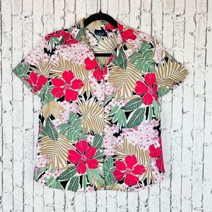 🦩90’s Gloria Vanderbilt Tropical Short Sleeve Button Up🦩
